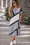 Women's Short Sleeve V-Neck Zippered Midi Length Viscose Dress - 2