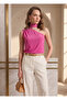 Women's Fuchsia Pink One-Shoulder Blouse with Floral Detail and Gathered Sandy Fabric
