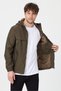 Men's Khaki Hooded Thin Seasonal Lined Windbreaker Zippered Casual Sports Jacket - 2