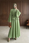 Pleated Jacquard Seersucker Skirt Top and Bottom Set - Pistachio Green