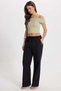Women's Relax Fit Comfortable Cut 100% Cotton Elastic Waist with Laces Double Pockets Black Trousers - 7