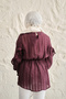 Women's Tunic with Ruffles on the Front and Tie Detail in Glittery Tulle Fabric, Burgundy - 5