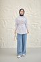 Women's Side Collar Detailed Waist Belted Shirt Blue - 8