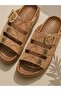 Women's Silvery Double Buckle Non-Slip Sole Comfortable Slippers - 5