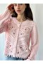 Embroidered Romantic Cardigan for Women in Pink - 2