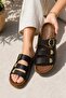 Women's Silvery Double Buckle Non-Slip Sole Comfortable Slippers - 3