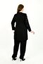 Women's Black Stone Embellished Stylish Double Plus Size Evening Dress Set - 5