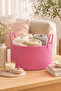 Clover Special Cotton-Handled Jute Blanket Basket Straw Toy Basket Jute Laundry Basket 40-30