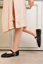 Women's Black Sandals Ballet Flats Short Block Heel Woven - 4