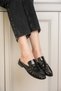 Black Patent Leather Loafer Slippers Hand-Sewn Anti-Slip Sole Comfortable for Daily Use - 6