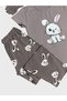 Lilac Rabbit Pattern Short Sleeve Sleepwear Set with Headband Short Sleeve Six Long Summer Pajamas Suitable for Girl and Mother - 3