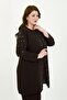 Women's Brown Stone Embellished Stylish Double Plus Size Evening Dress Set - 4