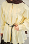 Women's Regular Poplin Shirt with Pleated Collar, Floral Buttons, Leather Strap Belt, Yellow - 5
