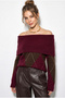 Women's Burgundy Brown Madonna Collar Diamond Patterned Knitwear Sweater 20251082 - 3