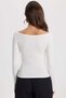 Women's Slim Fit Tight Fit Cotton Boat Neck Long Sleeve White Blouse - 9