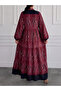 Women's Patterned Button Detailed Long Viscose Dress - 2