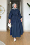 Divol Poplin Fabric Buttoned Hijab Dress - Navy Blue