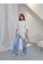 Women's Ecru Lace Detailed Basic T-Shirt Oversize Fit Stylish Blouse Daily Combination Premium Design - 5