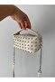 Cream Chain Strap Women's Bag Staple Detailed Mini Shoulder Bag Stylish Small Size Daily Bag Black White Gold Denim - 3