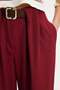 Women's Relax Fit Comfortable Cut Pleated Double Pocket Belted Burgundy Trousers - 5