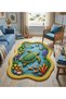 Sdt Sea Turtles and Colorful Coral Patterned Yellow Woven Base Decorative Carpet Sdt852