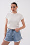 Yandan Ruched Crystal Short Sleeve T-Shirt