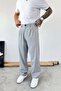 Gray Pile Detail Premium Fabric Trousers