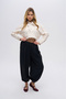 Women's Draped Trousers with Elastic Waist and Narrowing Cuffs - 4