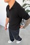 Black Knitwear Relaxed Polo Neck T-Shirt - 3
