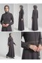 Summer Mevlana Model Flared Abaya and Topcoat with Patterned Sleeves and Waist - 2