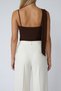 Women's brown scarf detailed low neck sandy blouse alc-x15488 - 4