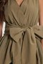 Women's Standard Fit Double Breasted Collar Halter Neck Detail Elastic Waist Sleeveless Khaki Blouse Shirt - 5