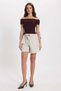 Women's Slim Fit Slim Fit Cotton Boat Neck Short Sleeve Lycra Burgundy Blouse - 2