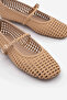 Women's Blunt Toe Hand Knitted Mary Jane Strappy Casual Ballet Flats Camel - 8