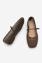 Women's Blunt Toe Hand Knitted Mary Jane Strappy Casual Ballerinas Liyen Brown - 8