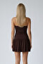 Brown Polka Dot Drape Detailed 2-Piece Mini Sandy Dress with Shorts Alc-X15490 - 4