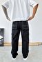 Black White Stitching Cargo Baggy Pants - 4