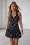 Black Polka Dot Drape Detailed 2-Piece Mini Sandy Dress with Shortsalc-X15490