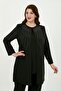 Women's Dark Khaki Stone Embroidered Elegant Double Plus Size Evening Dress Set - 5