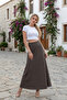 Women's High Waist Flared Skirt Maxi Skirt - 4