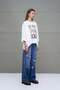 White Slogan Asymmetrical Oversize T-Shirt 18035 - 4