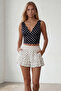 Black Strappy Drape Detailed Polka Dot Crop Blouse Alc-X15484 - 3