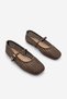 Women's Blunt Toe Hand Knitted Mary Jane Strappy Casual Ballerinas Liyen Brown - 6
