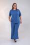 Women's Plus Size Double Set with Stones on the Side, Blue