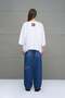 White Slogan Asymmetrical Oversize T-Shirt 18035 - 5