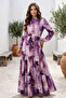 Patterned Hijab Jessica Dress B597 Purple - 3