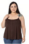 Plus Size Adjustable Drawstring Strap Ornamental Button Viscose Brown Blouse