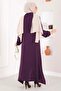Buttoned Aerobin Hijab Double Set in Plum - 4