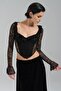 Women's Lace Fabric Front Part Corset Back Part Lace Design Crop Blouse - 4