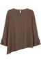 4850 Women's Flounce Asymmetrical Cut Draped Blouse Brown - 6